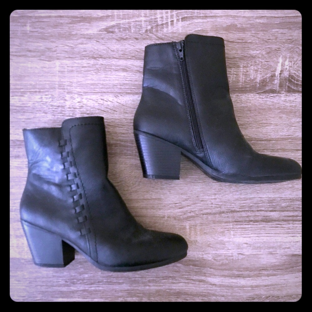 Black ankle booties with heel.. super comfy!